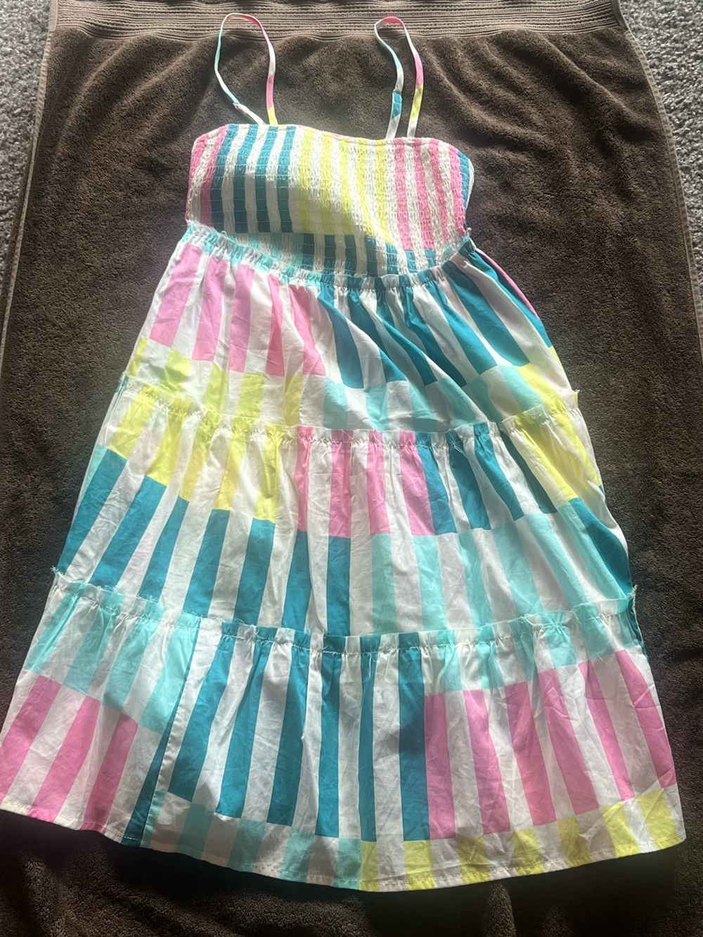 Torrid Teal and Pastel Stripe Smocked Top